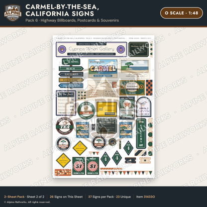 Alpine Railworks 31433O O Scale Carmel CA Signs - Billboards