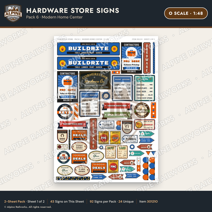 Alpine Railworks 30121O O Scale Hardware Store Signs