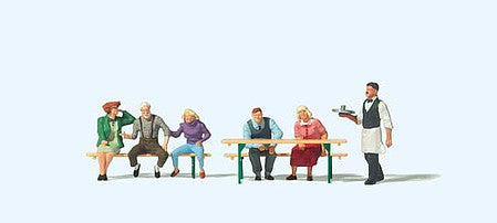 Preiser 10782 HO Scale Wine Festival Goers with Picnic Table -- Set 1 pkg(6)