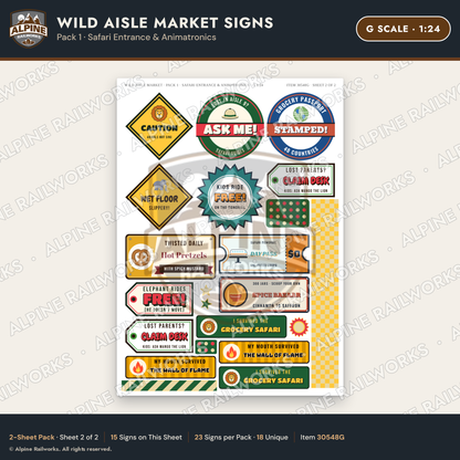 Alpine Railworks 30548G G Scale Roadside Signs - Jungle Grocery Store
