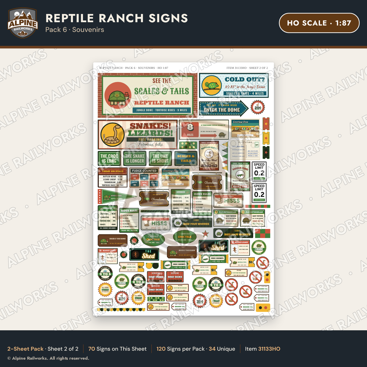 Alpine Railworks 31133HO HO Scale Roadside Signs - Reptile Zoo