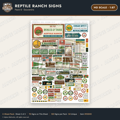 Alpine Railworks 31133HO HO Scale Roadside Signs - Reptile Zoo