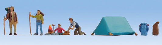 Noch 15876 HO Scale 4 Campers, Tent and Accessories