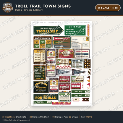 Alpine Railworks 31100O O Scale Roadside Attraction Signs - Troll Town