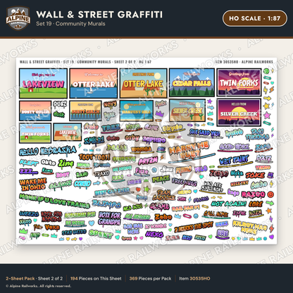 Alpine Railworks 30535HO HO Scale Wall & Street Graffiti Cut-Outs