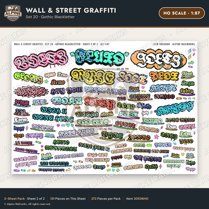 Alpine Railworks 30536HO HO Scale Wall & Street Graffiti Cut-Outs