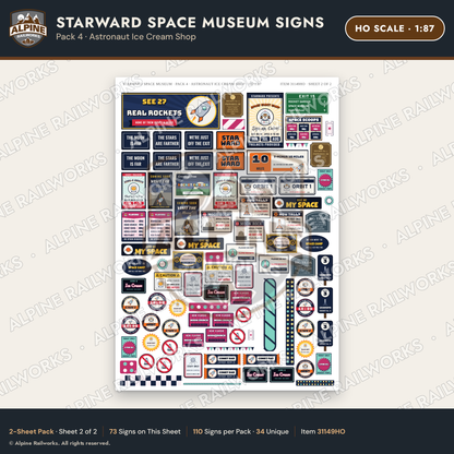 Alpine Railworks 31149HO HO Scale Roadside Signs - Space Museum