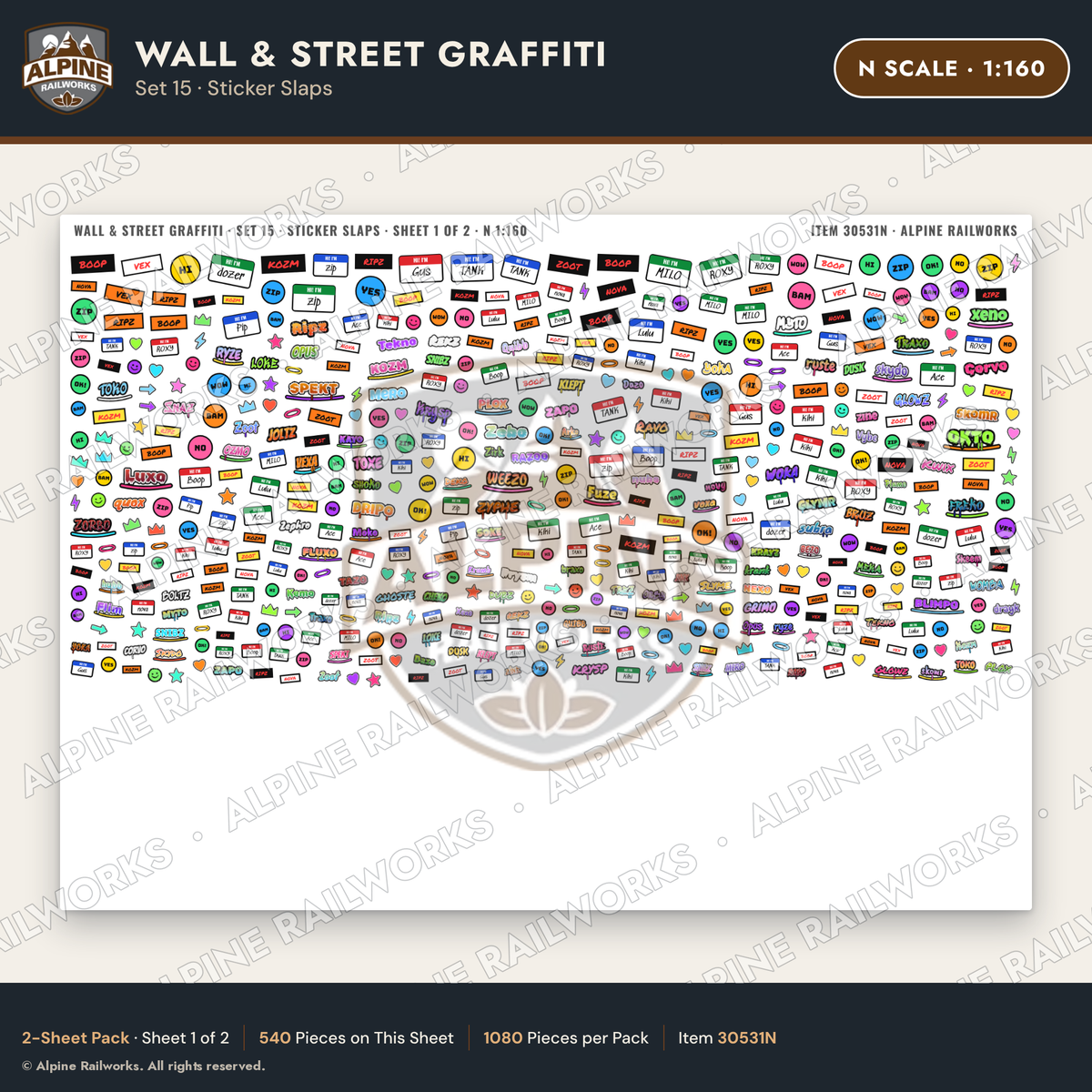 Alpine Railworks 30531N N Scale Wall & Street Graffiti Cut-Outs