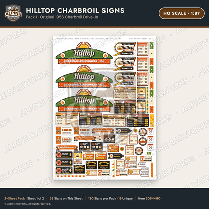 Alpine Railworks 30644HO HO Scale Fast Food Signs - Burgers
