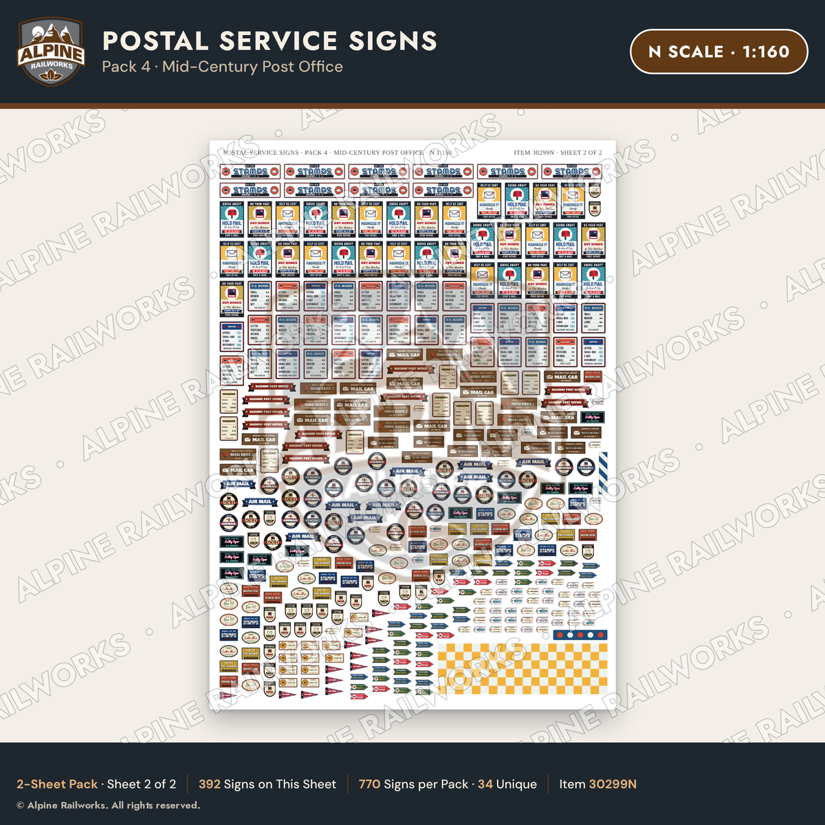 Alpine Railworks 30299N N Scale Postal Service Signs