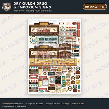 Alpine Railworks 30562HO HO Scale Roadside Signs - Western Drug Store