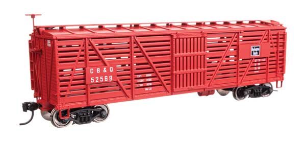 Walthers Mainline 910-41453 HO Scale 40' Wood Stock Car RTR CB&Q #52569