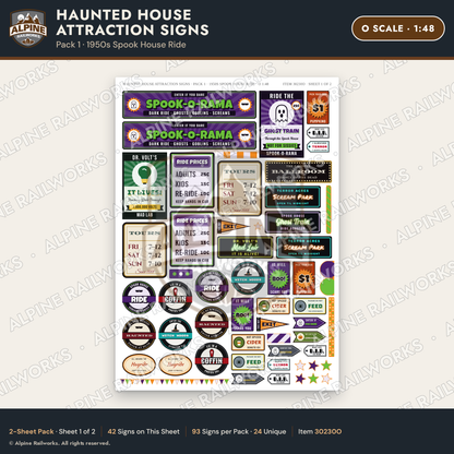 Alpine Railworks 30230O O Scale Haunted House Attraction Signs
