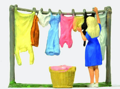 Preiser 28110 HO Scale Laundry Day -- Woman Hanging Clothes