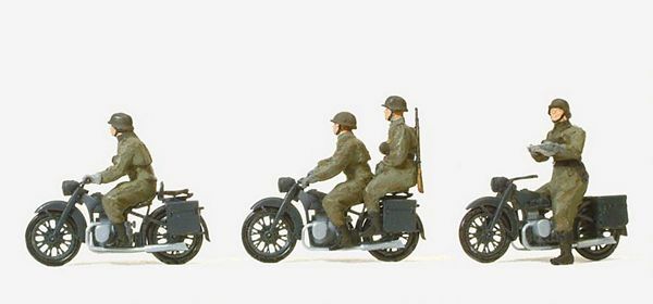 Preiser 16598 HO Scale German Army WWII Motorcycle Troops (Unpainted)