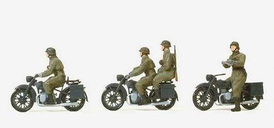 Preiser 16598 HO Scale German Army WWII Motorcycle Troops (Unpainted)