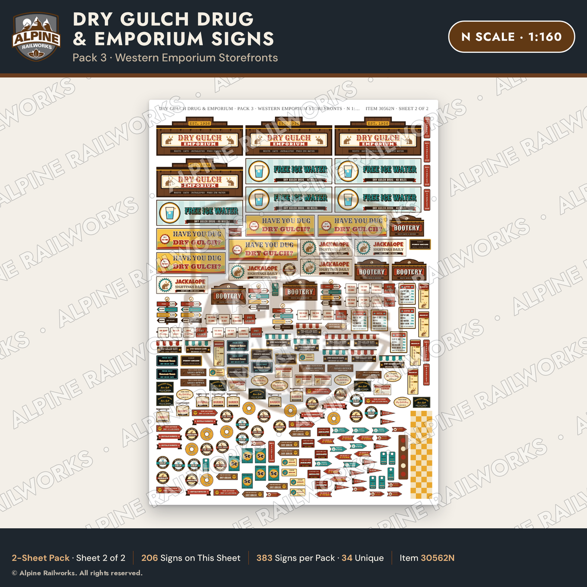 Alpine Railworks 30562N N Scale Roadside Signs - Western Drug Store