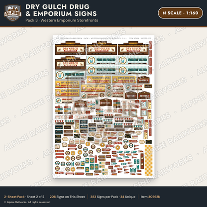 Alpine Railworks 30562N N Scale Roadside Signs - Western Drug Store