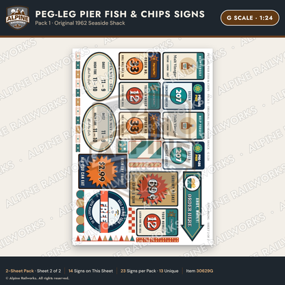 Alpine Railworks 30629G G Scale Fast Food Signs - Fish & Chips