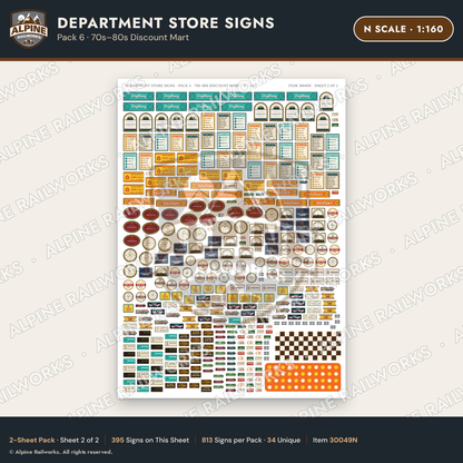 Alpine Railworks 30049N N Scale Department Store Signs