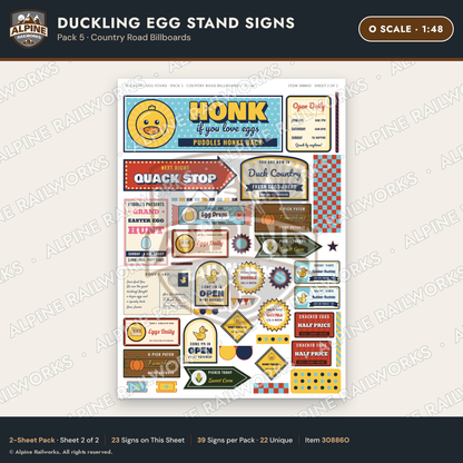 Alpine Railworks 30886O O Scale Roadside Signs - Giant Duck Farm Stand