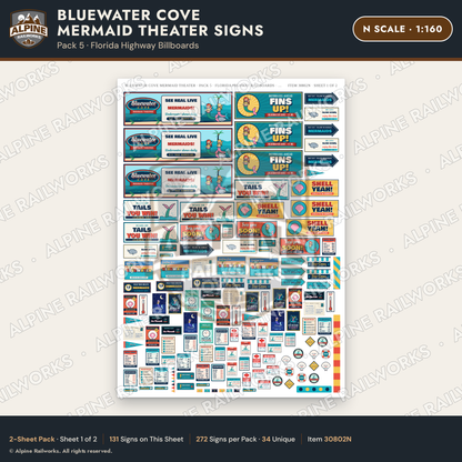 Alpine Railworks 30802N N Scale Roadside Signs - Mermaid Show