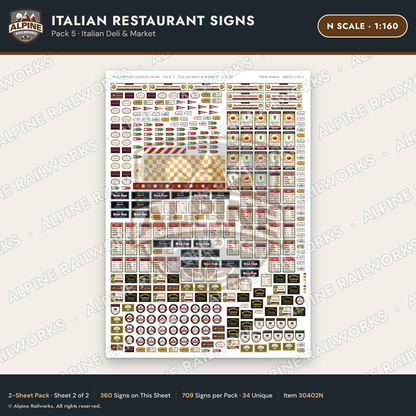 Alpine Railworks 30402N N Scale Italian Restaurant Signs