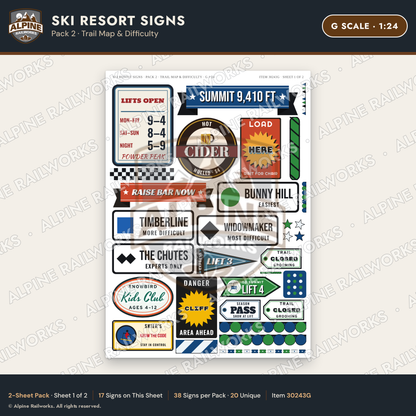 Alpine Railworks 30243G G Scale Ski Resort Signs - Trail Map