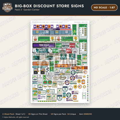 Alpine Railworks 30682HO HO Scale Big-Box Discount Store Signs