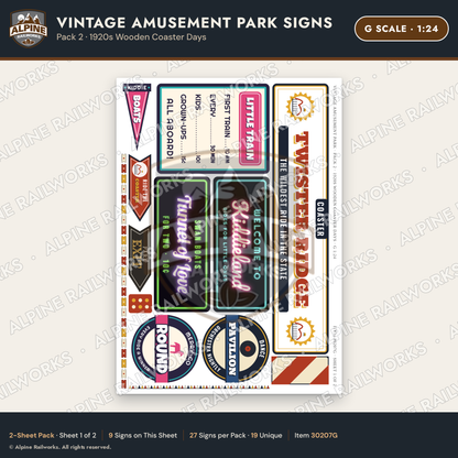 Alpine Railworks 30207G G Scale Vintage Amusement Park Signs