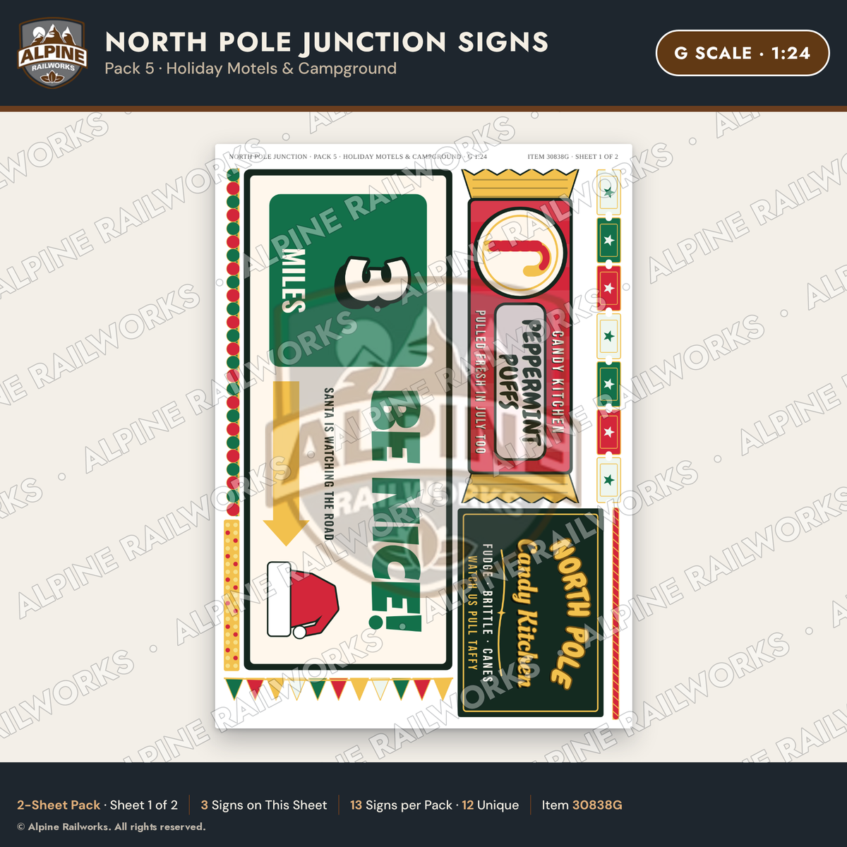 Alpine Railworks 30838G G Scale Roadside Signs - Christmas Town