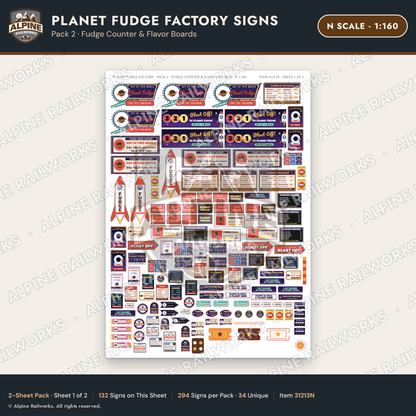 Alpine Railworks 31213N N Scale Fudge Factory Signs - Fudge Counter
