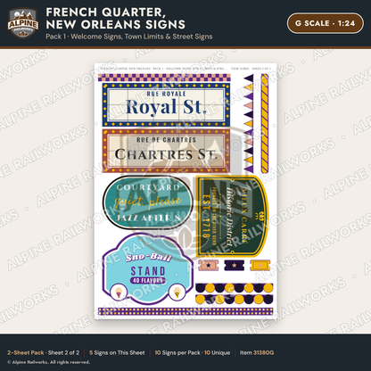 Alpine Railworks 31380G G Scale French Quarter Signs - Welcome Signs