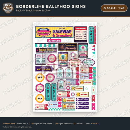 Alpine Railworks 30545O O Scale Roadside Signs - Border Tourist Stop