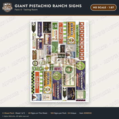Alpine Railworks 30981HO HO Scale Roadside Signs - Giant Pistachio