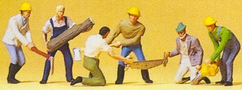 Preiser 10042 HO Scale People Working -- Lumberjacks pkg(6)