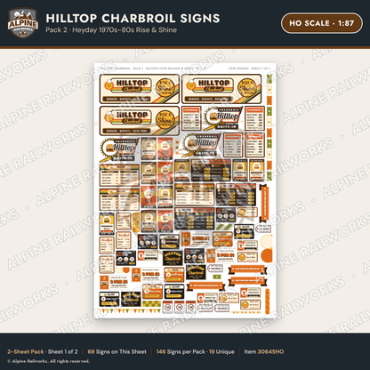 Alpine Railworks 30645HO HO Scale Fast Food Signs - Burgers