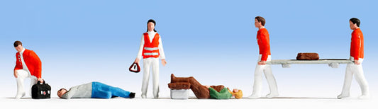 Noch 36094 N Scale First Responders/Paramedics & Patients -- pkg(6)