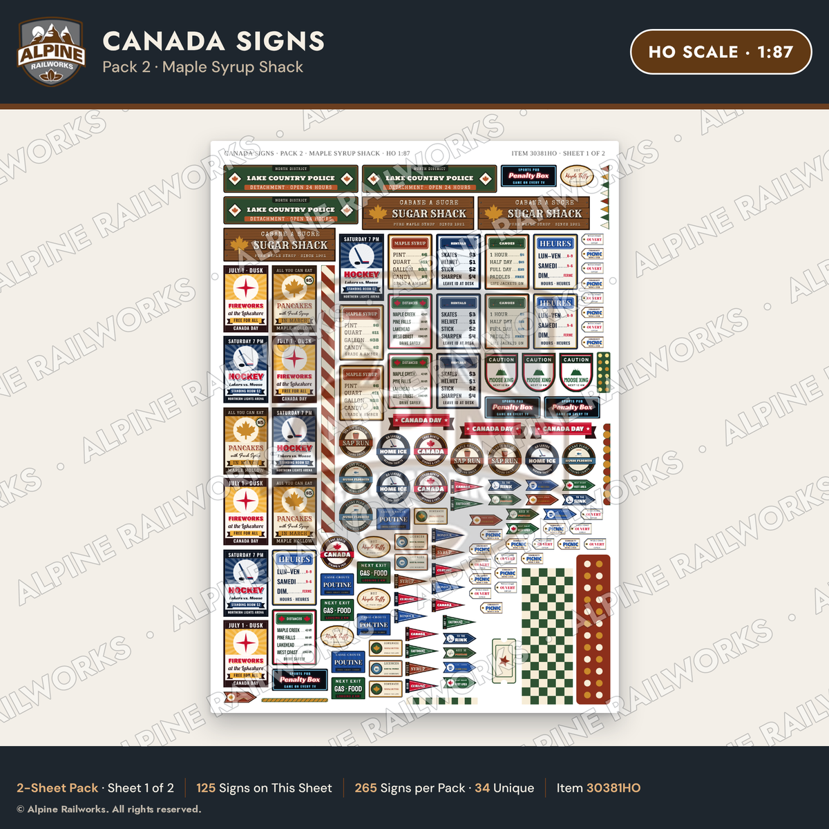 Alpine Railworks 30381HO HO Scale Canada Signs - Maple Syrup Shack