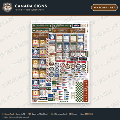 Alpine Railworks 30381HO HO Scale Canada Signs - Maple Syrup Shack