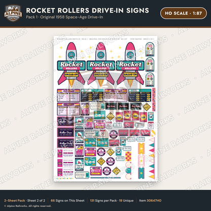 Alpine Railworks 30647HO HO Scale Fast Food Signs - Carhop Drive-In