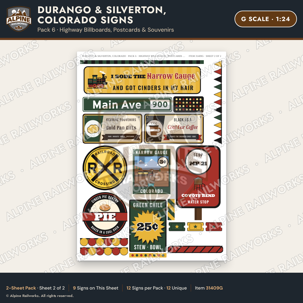 Alpine Railworks 31409G G Scale Durango CO Signs - Billboards