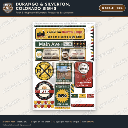 Alpine Railworks 31409G G Scale Durango CO Signs - Billboards