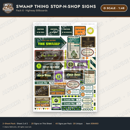 Alpine Railworks 30845O O Scale Roadside Signs - Swamp Monster Store