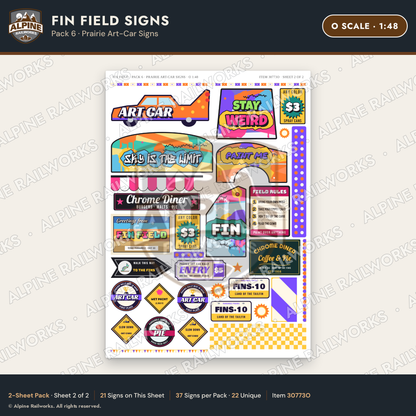 Alpine Railworks 30773O O Scale Roadside Signs - Buried Car Art