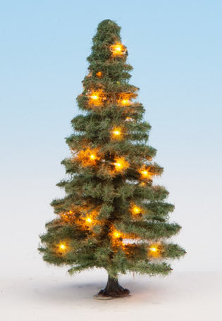 Noch 22121 All Scale Fir Tree with Working LED Christmas Lights -- 3-1/8"