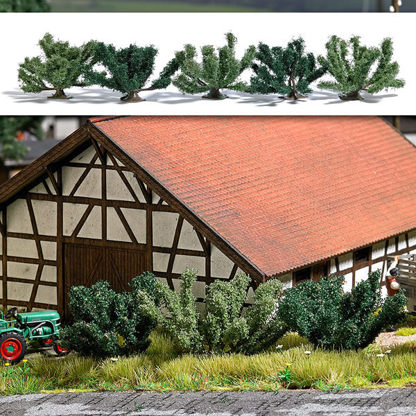 Busch 6061 A Scale Summer Bushes - Assembled -- 1-3/8" 3.5cm pkg(5)
