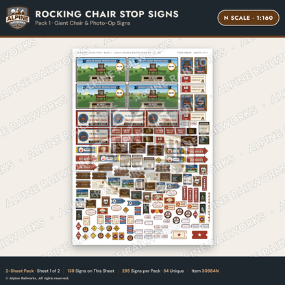 Alpine Railworks 30984N N Scale Roadside Signs - Giant Rocking Chair