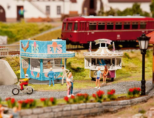 Faller 140442 HO Scale Ice Cream & Pancake Booths -- Kit