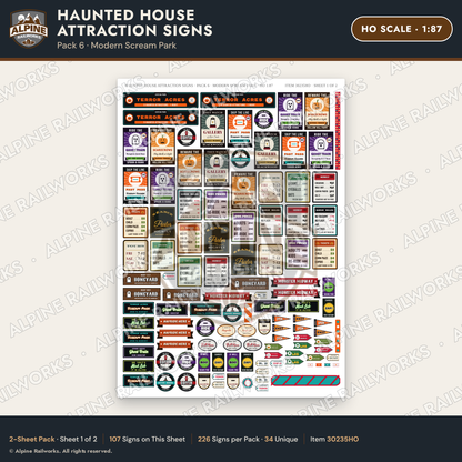 Alpine Railworks 30235HO HO Scale Haunted House Attraction Signs